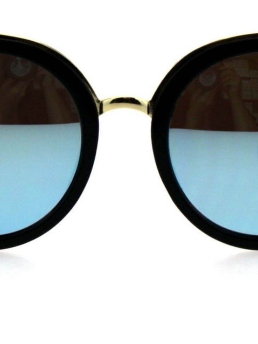 Round Black Frame Sunglasses with Blue Gradient Lenses